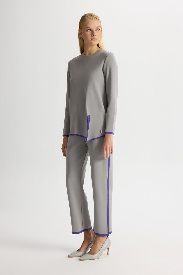 Knit Tunic with Front Slit and Tiktok Detail - 3