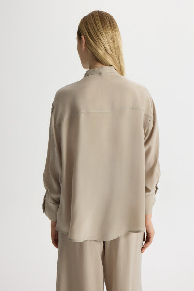 Mandarin Collar Cupro Tunic - MISS DALIDA (1)