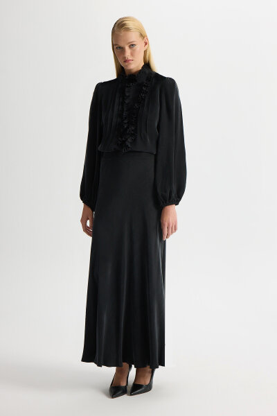 Desenli Hakim Yaka Tunik Siyah 