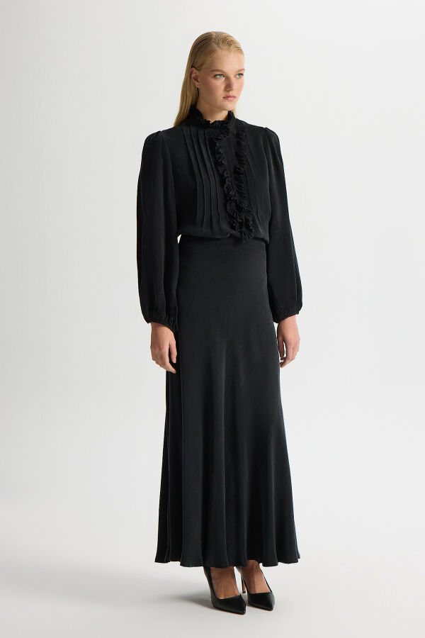 Desenli Hakim Yaka Tunik Siyah - 3