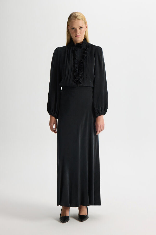 Desenli Hakim Yaka Tunik Siyah - 4