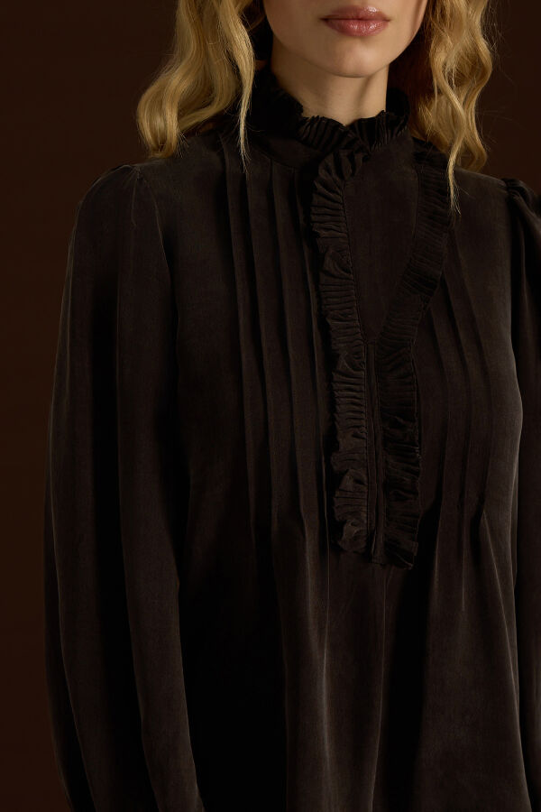 Desenli Hakim Yaka Tunik Cacao - 2