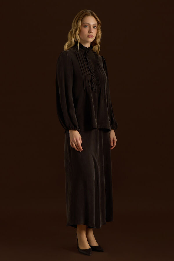 Desenli Hakim Yaka Tunik Cacao - 6