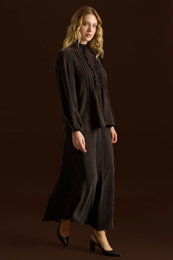 Desenli Hakim Yaka Tunik Cacao - 3