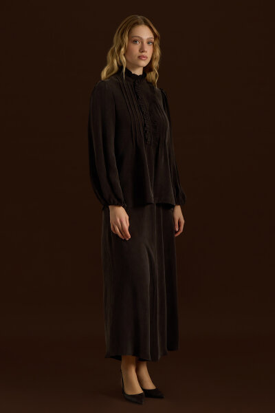 Desenli Hakim Yaka Tunik Cacao - 6