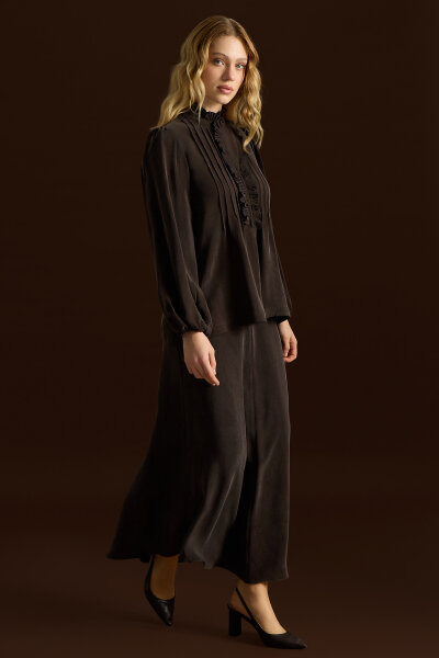 Desenli Hakim Yaka Tunik Cacao - 3