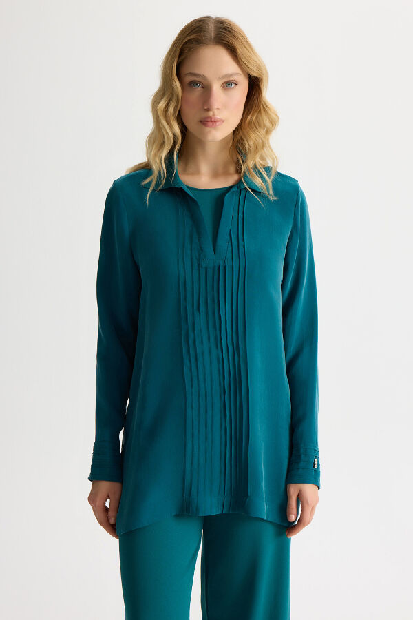 Knitted Collared Cupro Tunic - 1