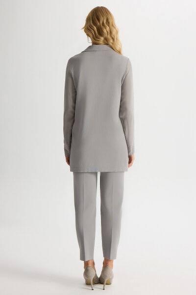 Dar Paça Basic Triko Pantolon Gri - 3