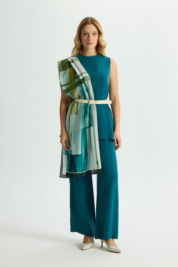 Wide Leg Basic Cupro Trousers - 1