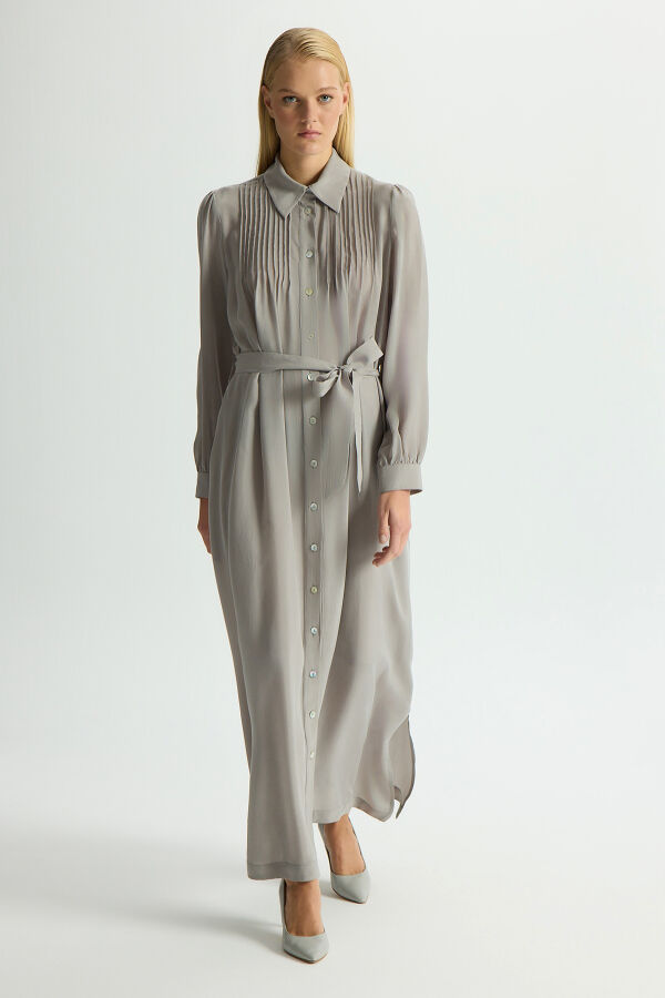 Nervür Detaylı Cupro Kap Gri - 1