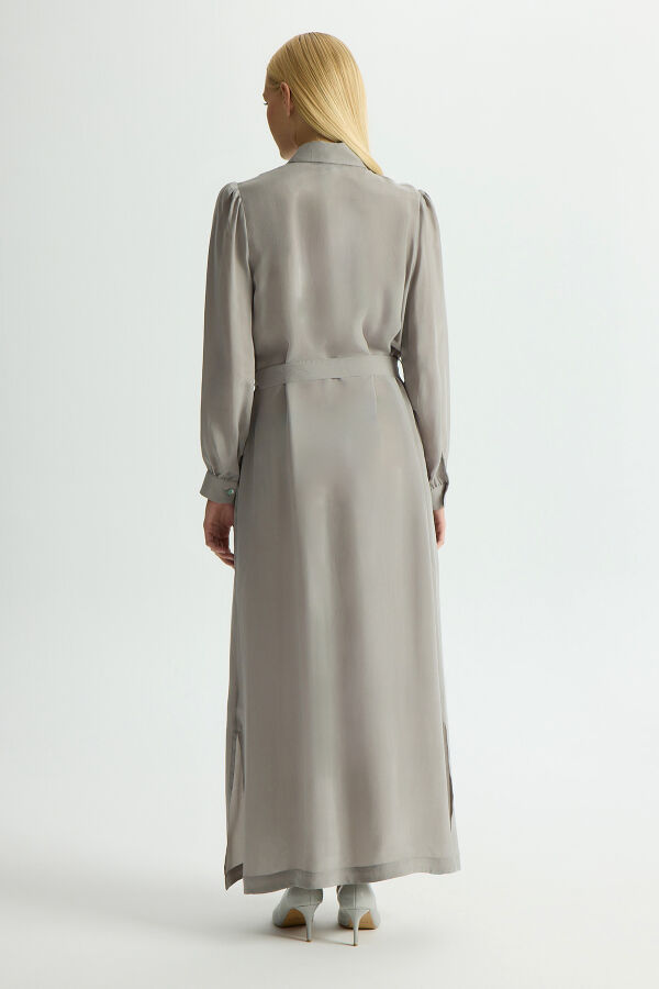 Nervür Detaylı Cupro Kap Gri - 3