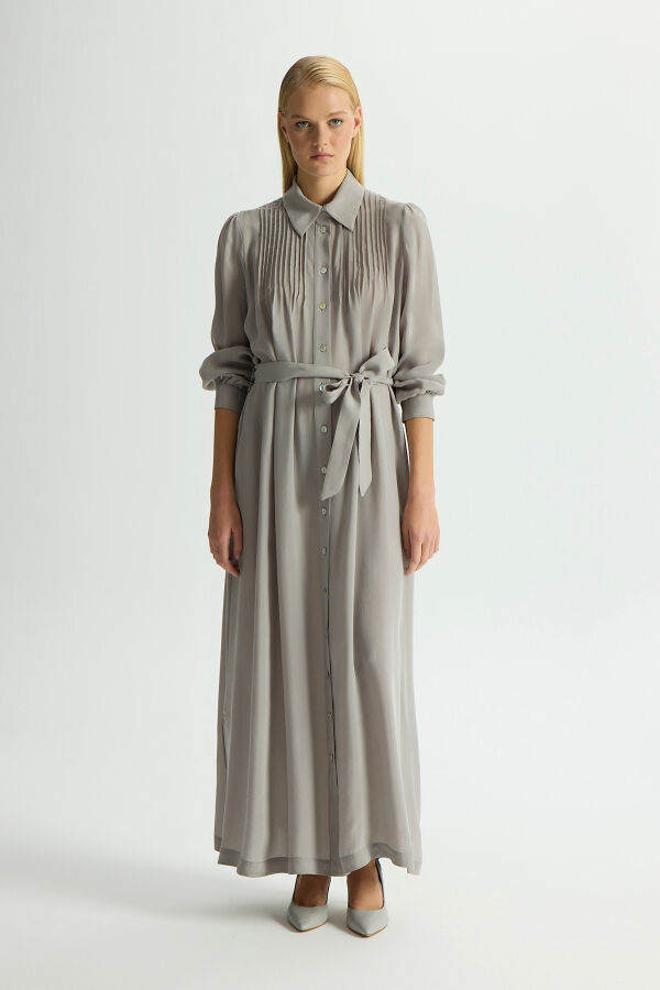 Nervür Detaylı Cupro Kap Gri - 4