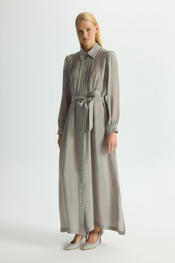 Nervür Detaylı Cupro Kap Gri - 5