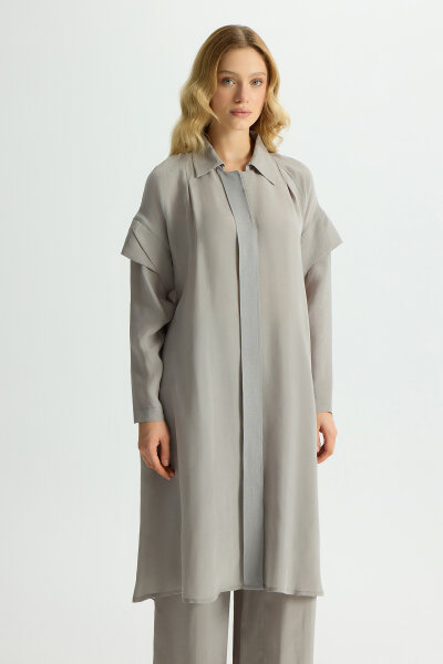 Cupro Cape with Sleeve Detail - 1