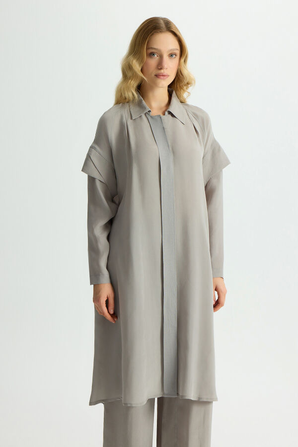 Cupro Cape with Sleeve Detail - 1