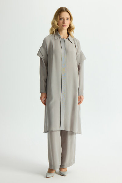 Cupro Cape with Sleeve Detail - 2