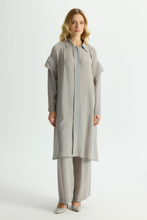 Cupro Cape with Sleeve Detail - 2