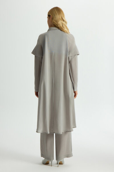 Cupro Cape with Sleeve Detail - 3