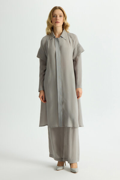 Cupro Cape with Sleeve Detail - 4