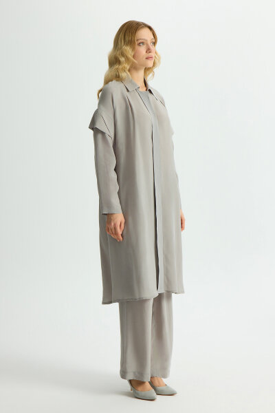 Cupro Cape with Sleeve Detail - 5