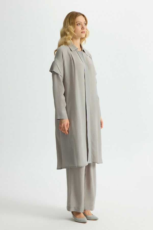 Cupro Cape with Sleeve Detail - 5