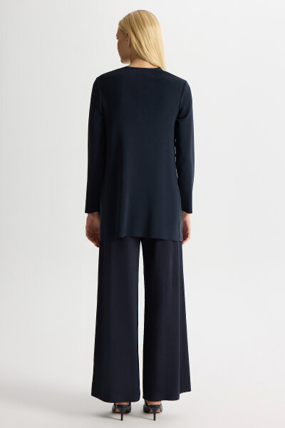 Triko-Cupro Ceket Dark Navy - 5