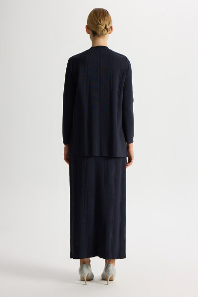 Düğmeli Klasik Triko Ceket Dark Navy - 3