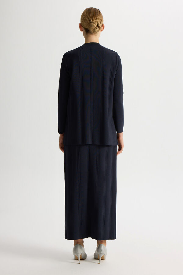 Düğmeli Klasik Triko Ceket Dark Navy - 3