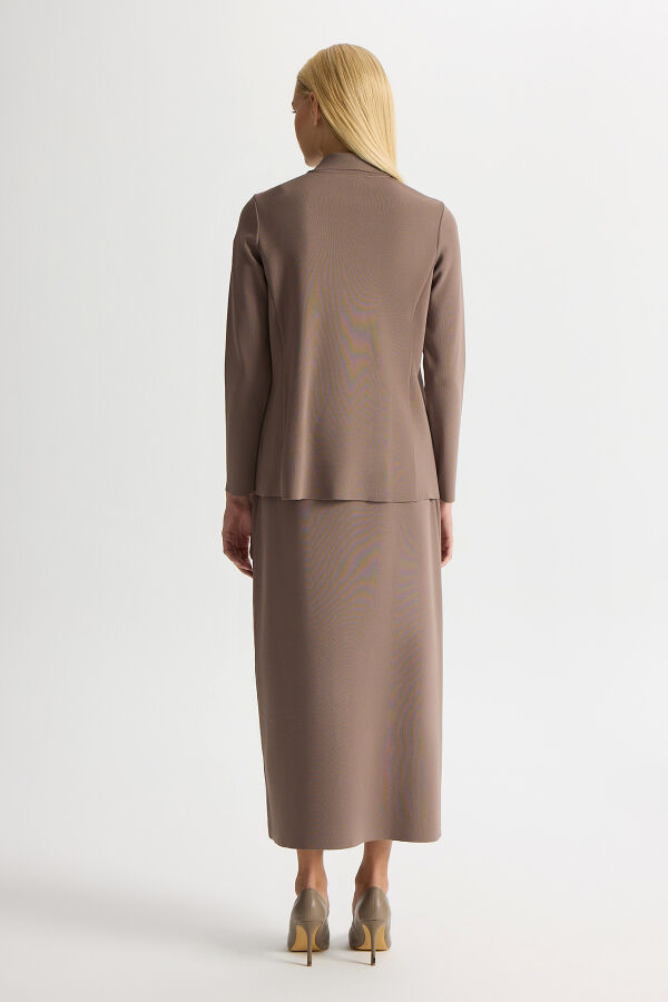 Gömlek Yaka Cepli Elegant Ceket Kahverengi Pudra - 2