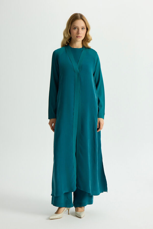 Triko Detaylı V Yaka Cupro Kap North Sea - 1