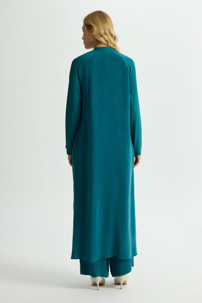 Triko Detaylı V Yaka Cupro Kap North Sea - 4