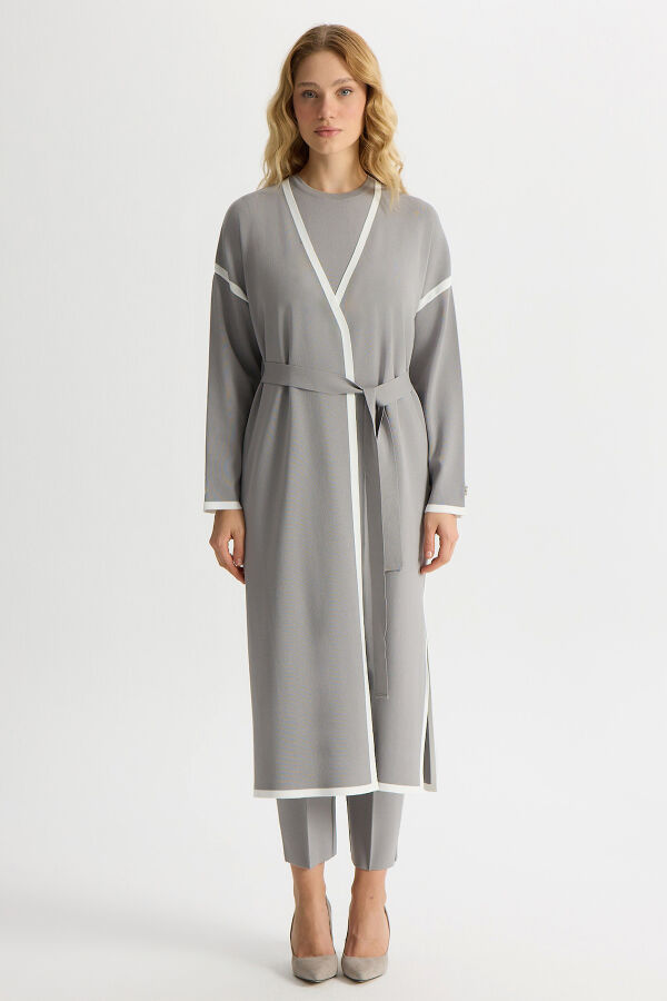 Stripe Detailed Plain Color Knit Trousers - 1