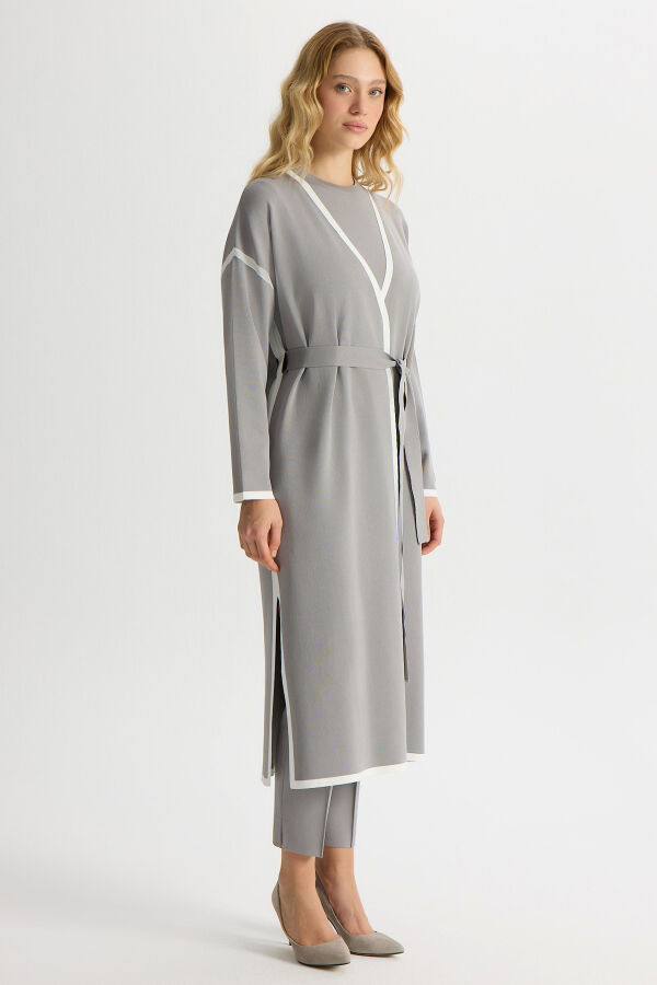 Stripe Detailed Plain Color Knit Trousers - 2