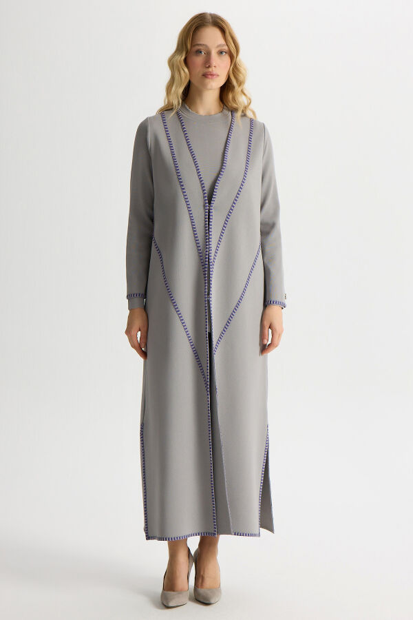 Plain Color Knitwear Trousers with Ticktock Detail - 1