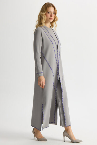 Plain Color Knitwear Trousers with Ticktock Detail - 3