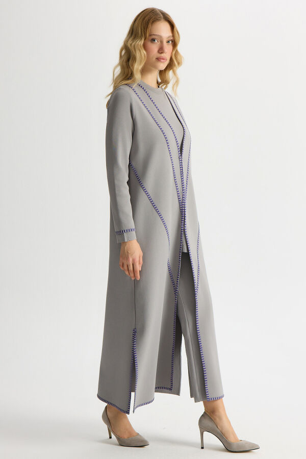 Plain Color Knitwear Trousers with Ticktock Detail - 3