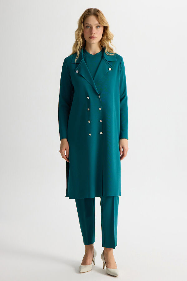 Düğme Detaylı Gömlek Yaka Triko Hırka North Sea - 4