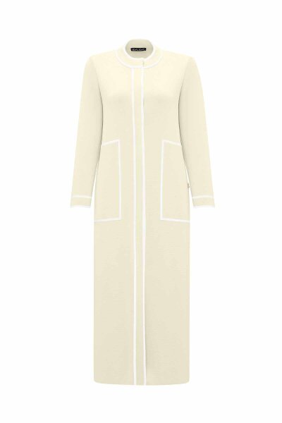 Round Neck Knit Cardigan with Stripe Details Yellow - 2