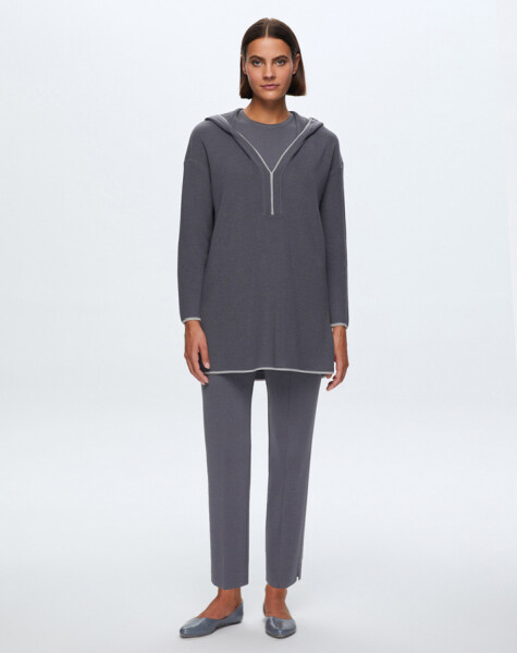 T24K-6004 Selanik Knitted Hooded Tunic - 1