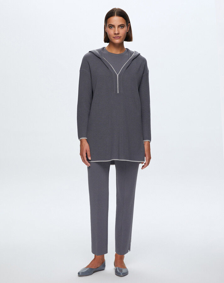 T24K-6004 Selanik Knitted Hooded Tunic - 1