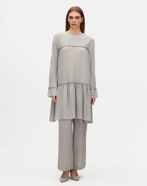 Tiktak Detailed Relaxed Cut Cupro Tunic - 2