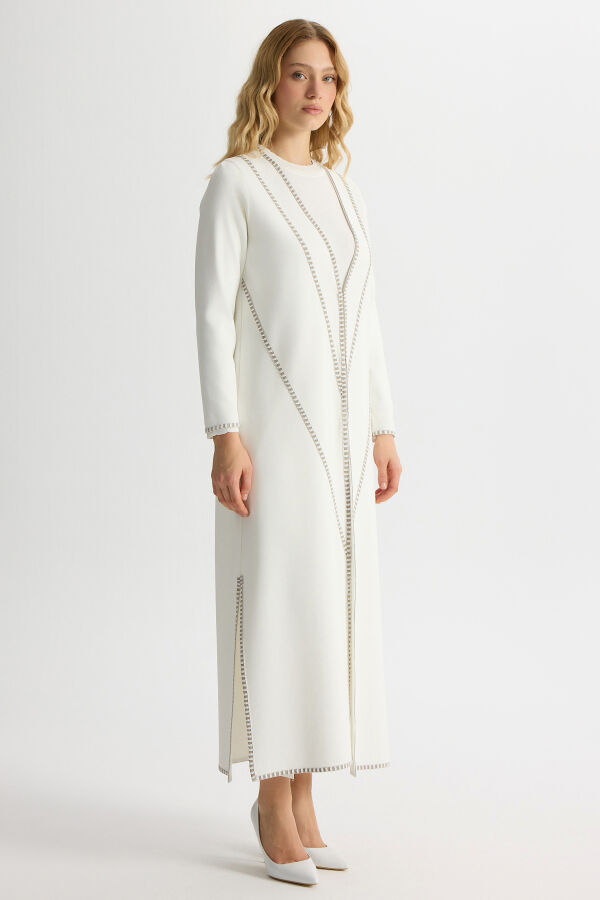 Tiktak Detaylı Düz Renk Triko Hırla Ekru - 2