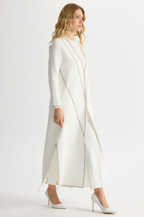 Tiktak Detaylı Düz Renk Triko Hırla Ekru - 3