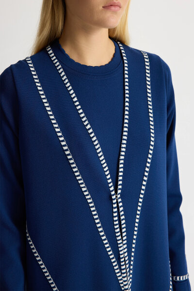 Plain Color Knitwear Trousers with Ticktock Detail - 4