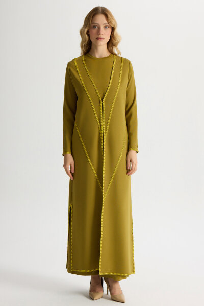 Plain Color Knitwear Trousers with Ticktock Detail 