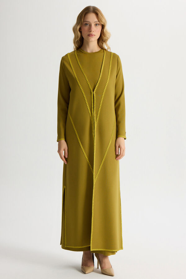 Tiktak Detaylı Düz Renk Triko Hırka Amber - 1