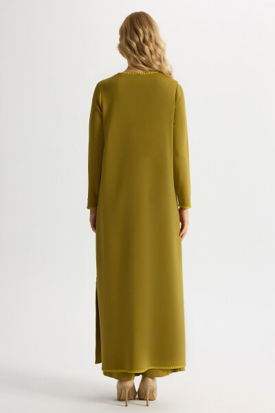 Tiktak Detaylı Düz Renk Triko Hırka Amber - 2