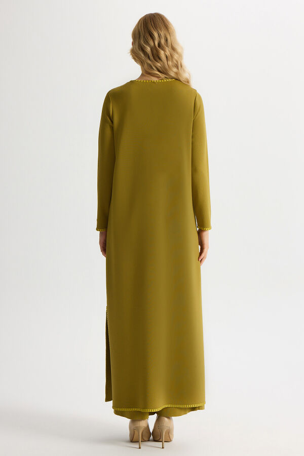 Tiktak Detaylı Düz Renk Triko Hırka Amber - 2