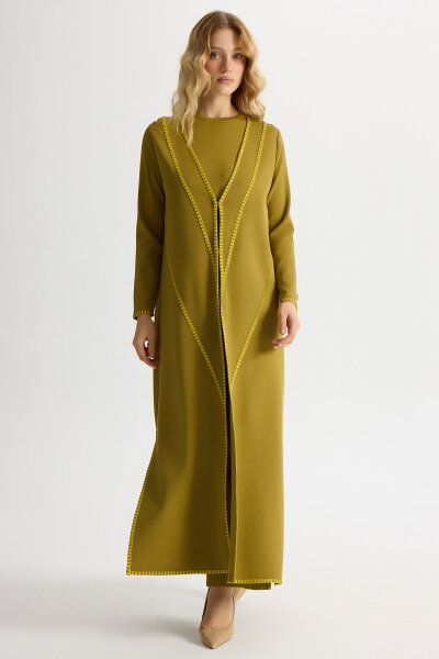 Tiktak Detaylı Düz Renk Triko Hırka Amber - 5