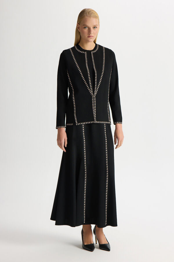 Tiktak Detaylı Triko Etek Siyah - 2